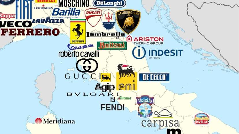 Italy’s most valuable brands reveal a clear north-south divide. The industrialized north dominates the map with globally recognized names across fashion, automotive, food, and design — from Ferrari and Lamborghini in Emilia-Romagna to G
