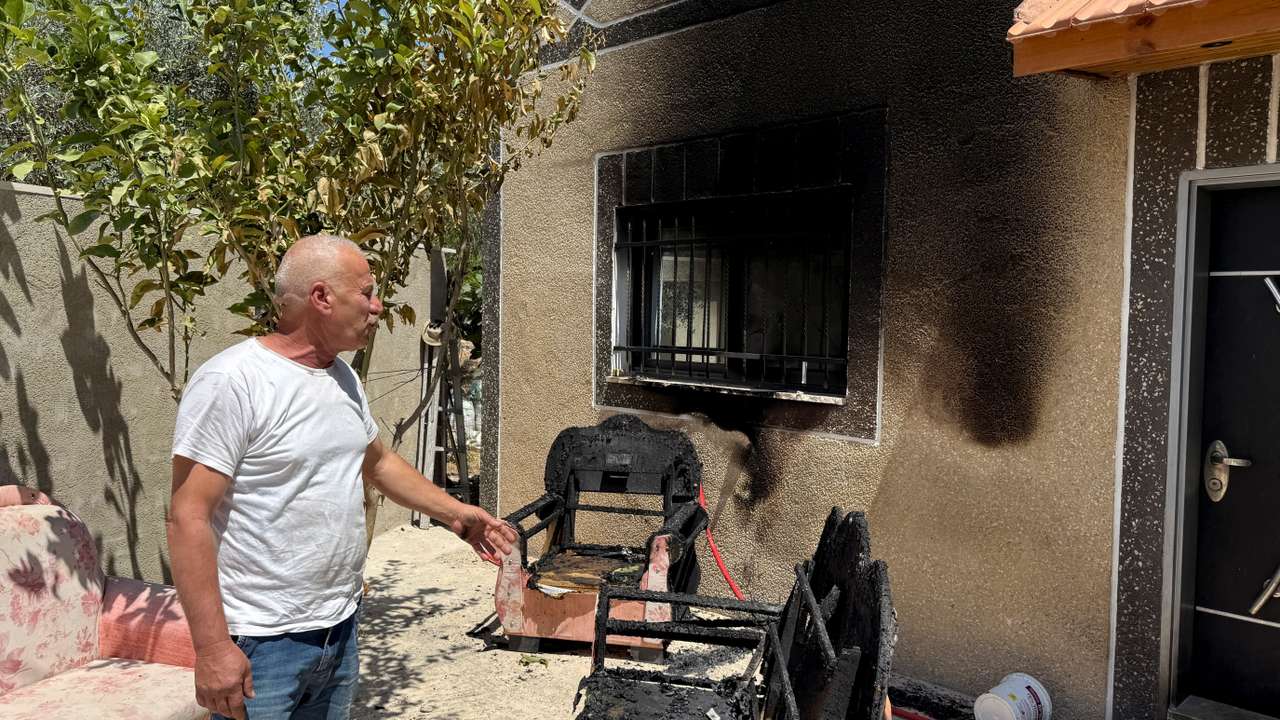 Israeli settlers' attack in Bruqin village near Salfit in the Israeli-occupied West Bank