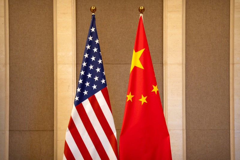 FILE PHOTO: U.S. and Chinese flags