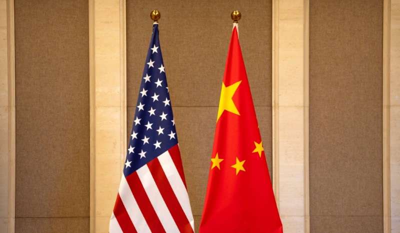FILE PHOTO: U.S. and Chinese flags