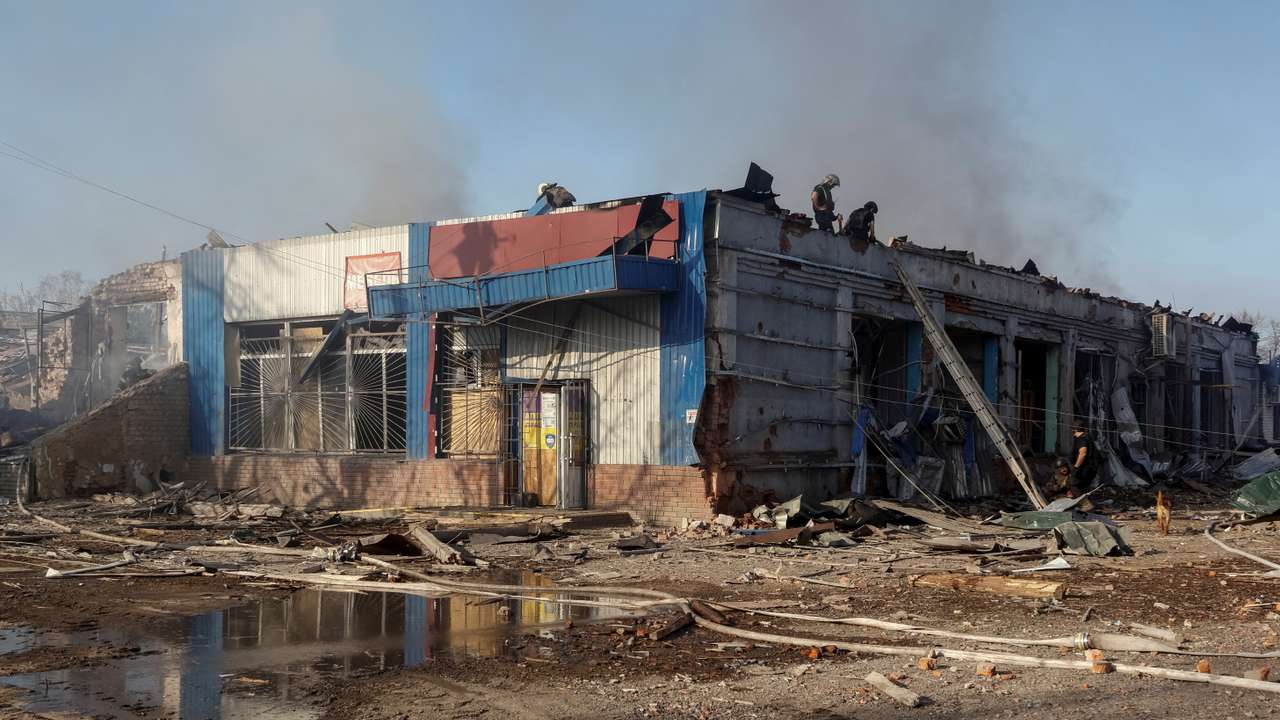 Aftermath of a Russian air strikes in Kharkiv region