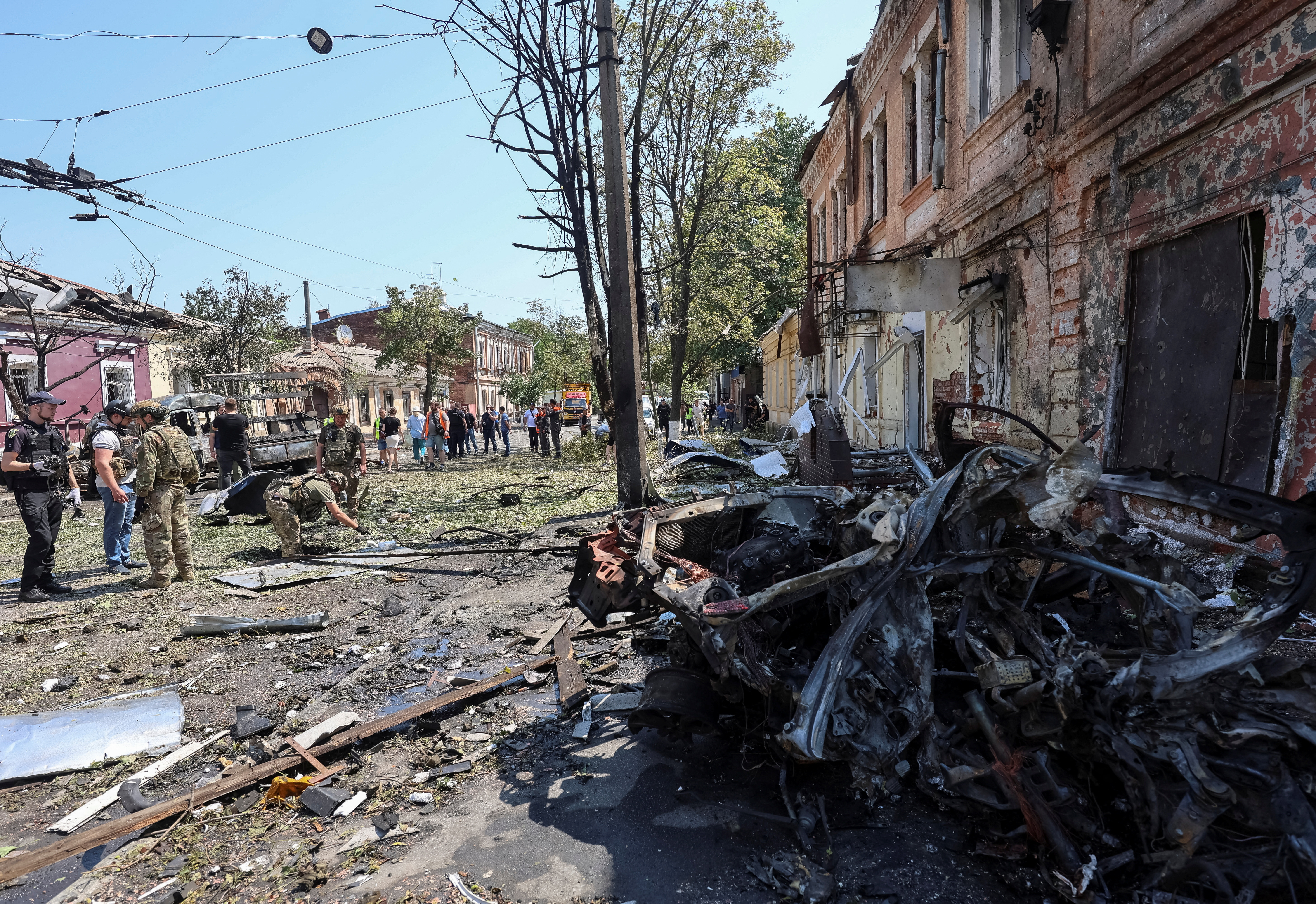 Aftermath of a Russian drone strike in Kharkiv