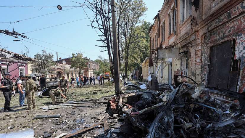 Aftermath of a Russian drone strike in Kharkiv