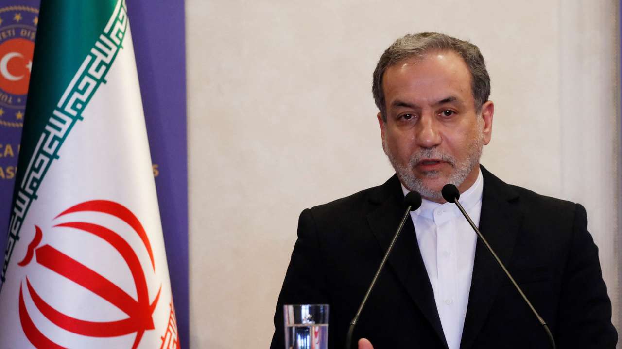 Iranian Foreign Minister Araqchi speaks during a press conference in Istanbul