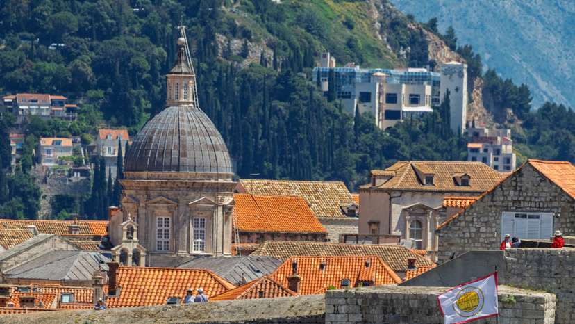 Tourists walk at the Dubrovnik walls