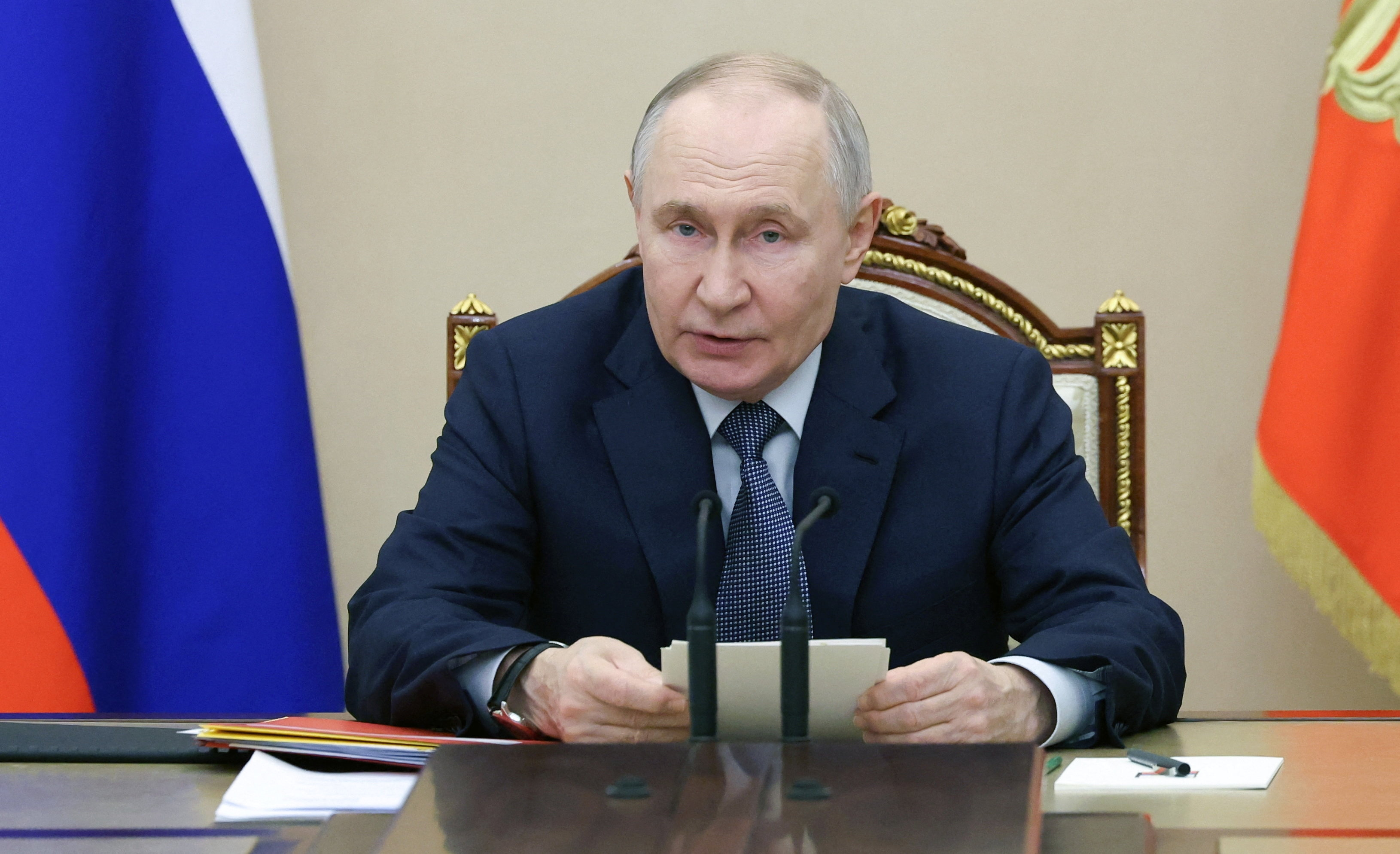 Russian President Putin chairs a meeting in Moscow