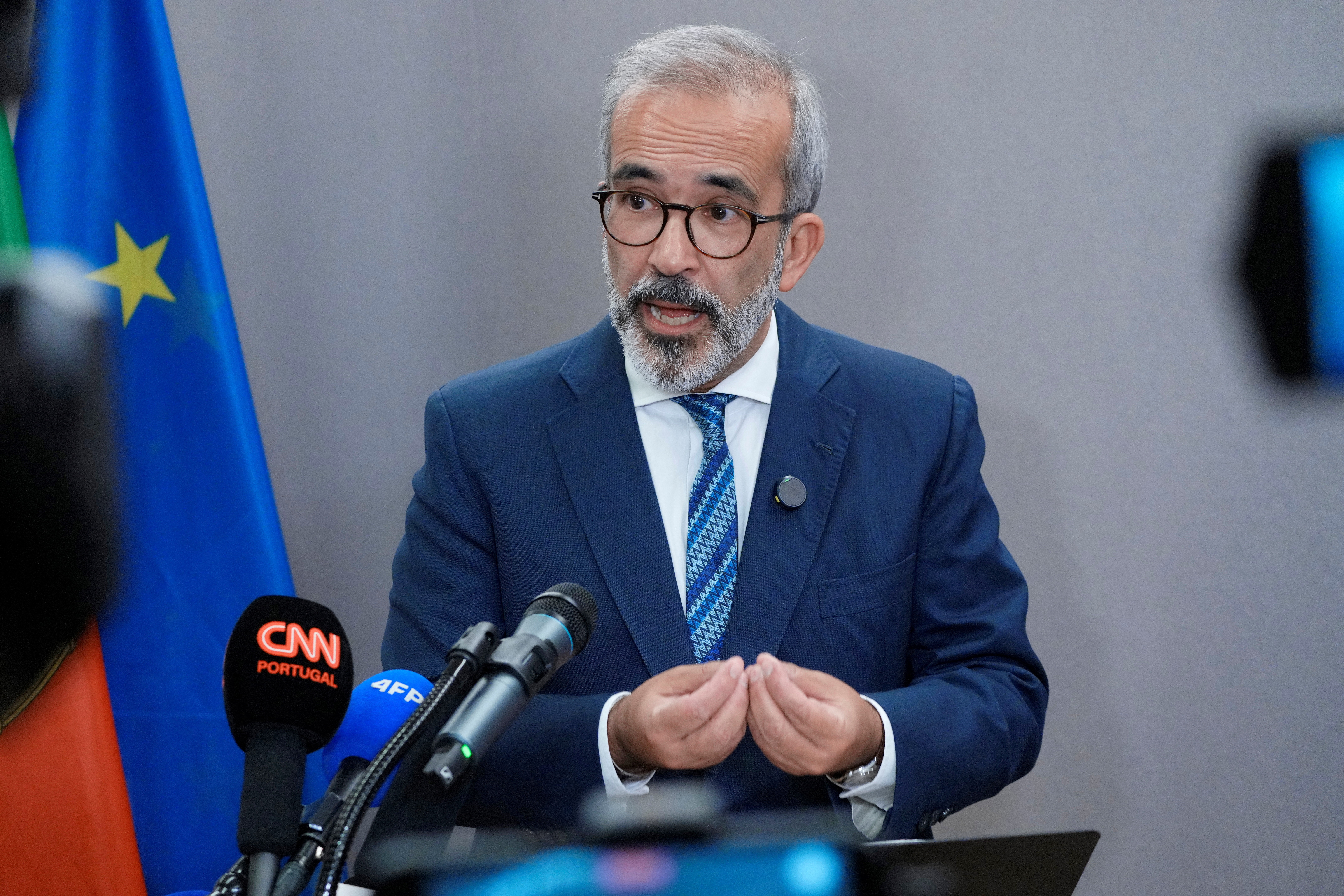 Portugal's Foreign Minister Paulo Rangel announces that the Portuguese government recognizes a Palestinian state, in New York