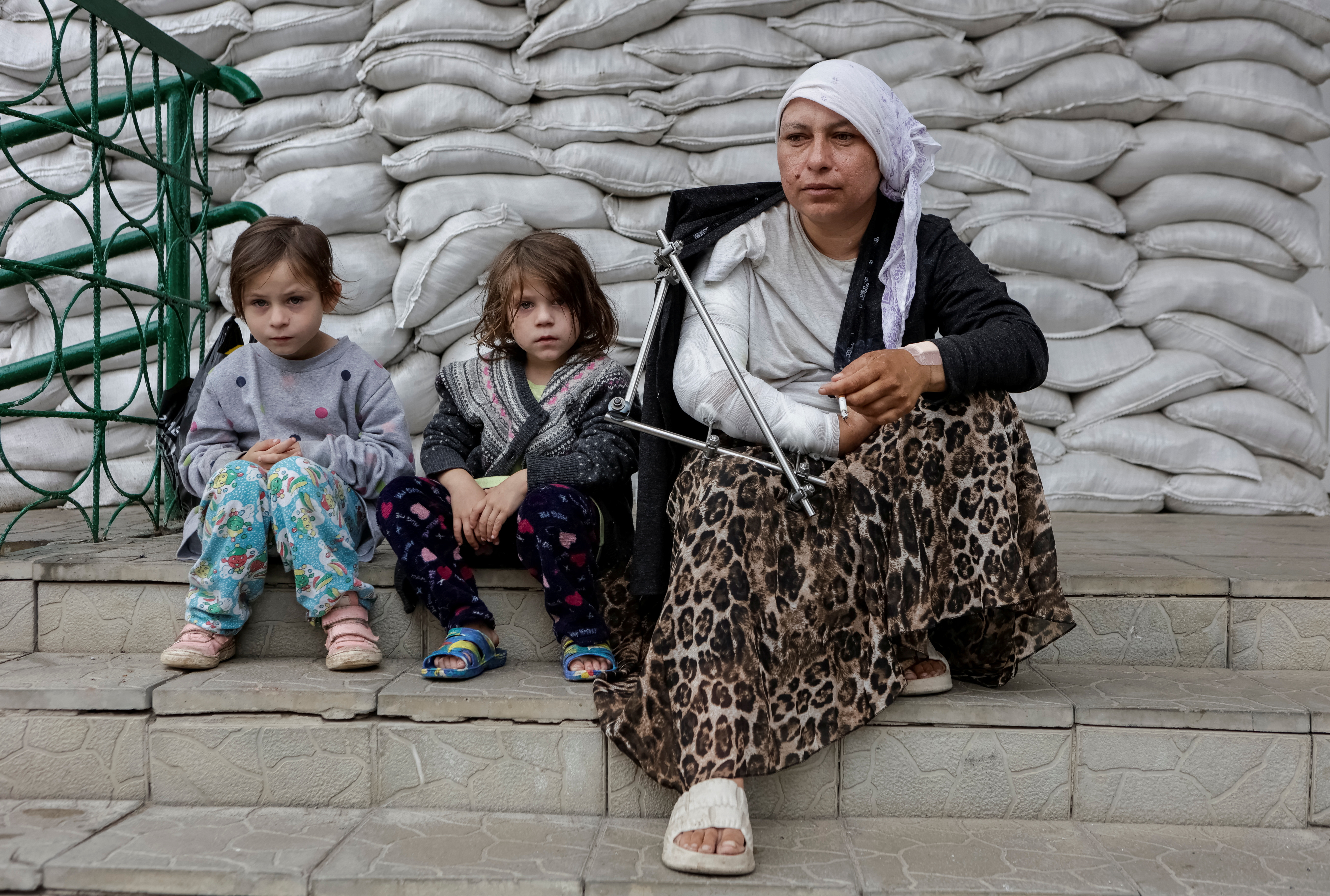 Mother of eight at a refugee centre in Sumy