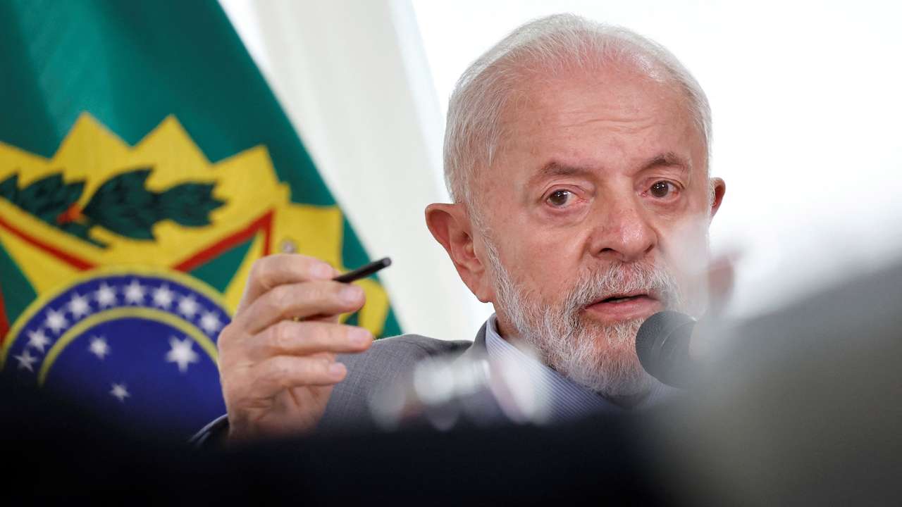 Brazil's President Luiz Inacio Lula da Silva attends a meeting with ministers to discuss online bets sites, at the Planalto Palace in Brasilia
