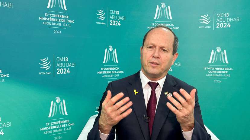 FILE PHOTO: Israel’s Minister of Economy and Industry Nir Barkat attends an interview with Reuters at he 13th WTO ministerial conference, in Abu Dhabi