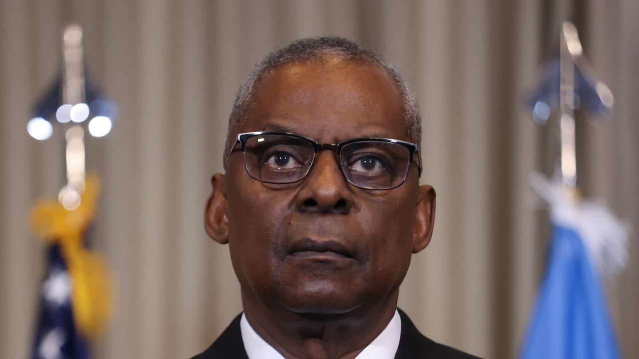 U.S. General Charles Q. Brown Junior and U.S. Secretary of Defense Lloyd Austin address the media at Ramstein