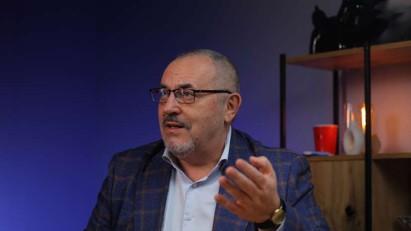 Boris Nadezhdin, who plans to run for Russian president in the upcoming elections, attends an interview in Moscow