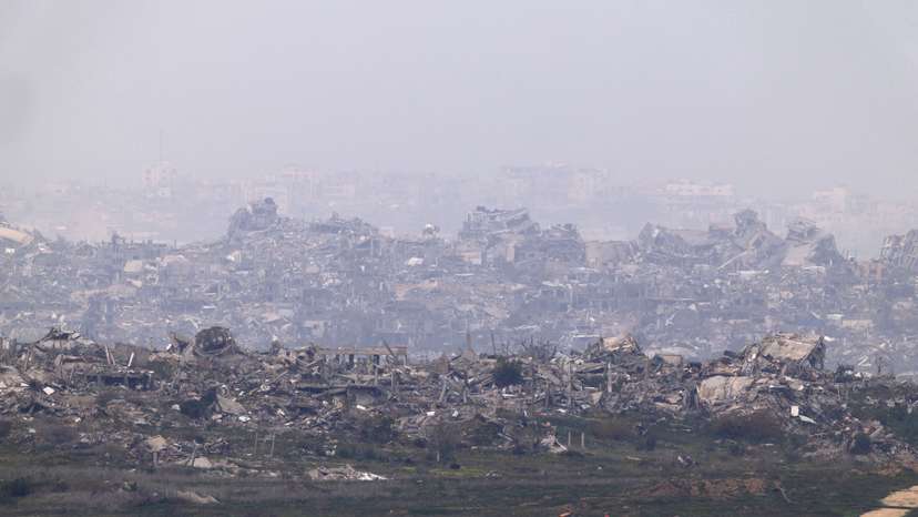 Buildings lie in ruin in Gaza amid a ceasefire between Israel and Hamas