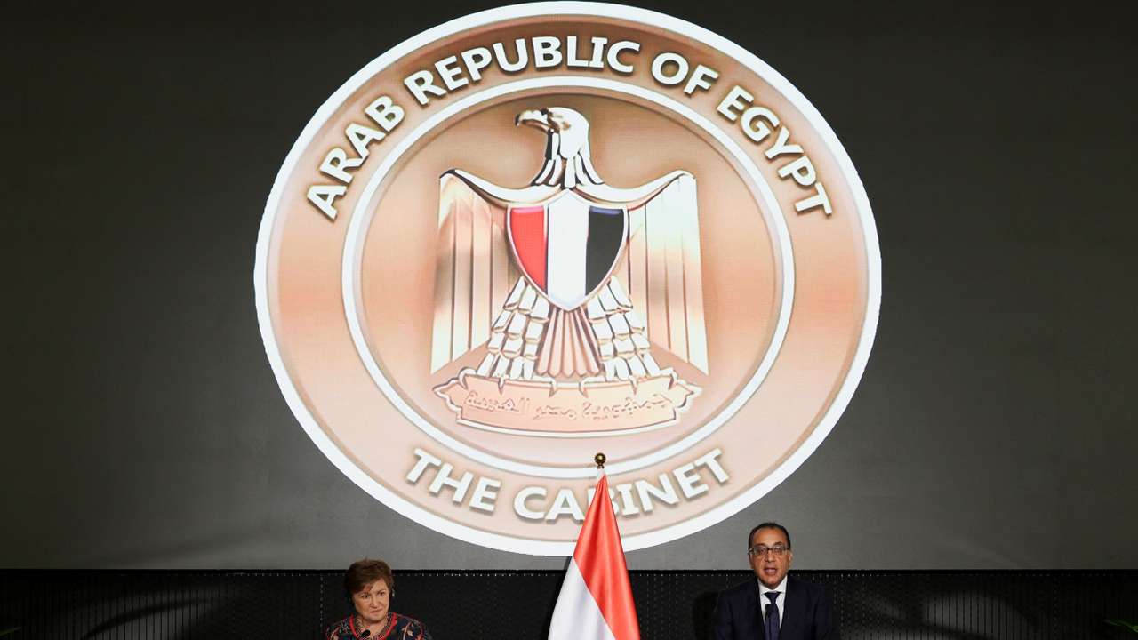 IMF's Managing Director Georgieva attends a press conference with Egyptian PM Madbouly, in Cairo