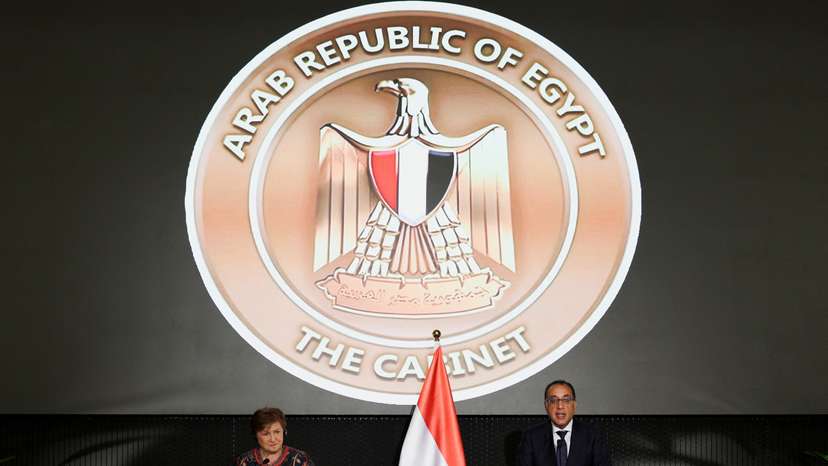 IMF's Managing Director Georgieva attends a press conference with Egyptian PM Madbouly, in Cairo