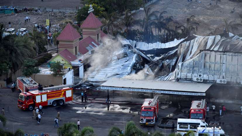 A view shows a burned gaming zone after a fire, in Rajkot