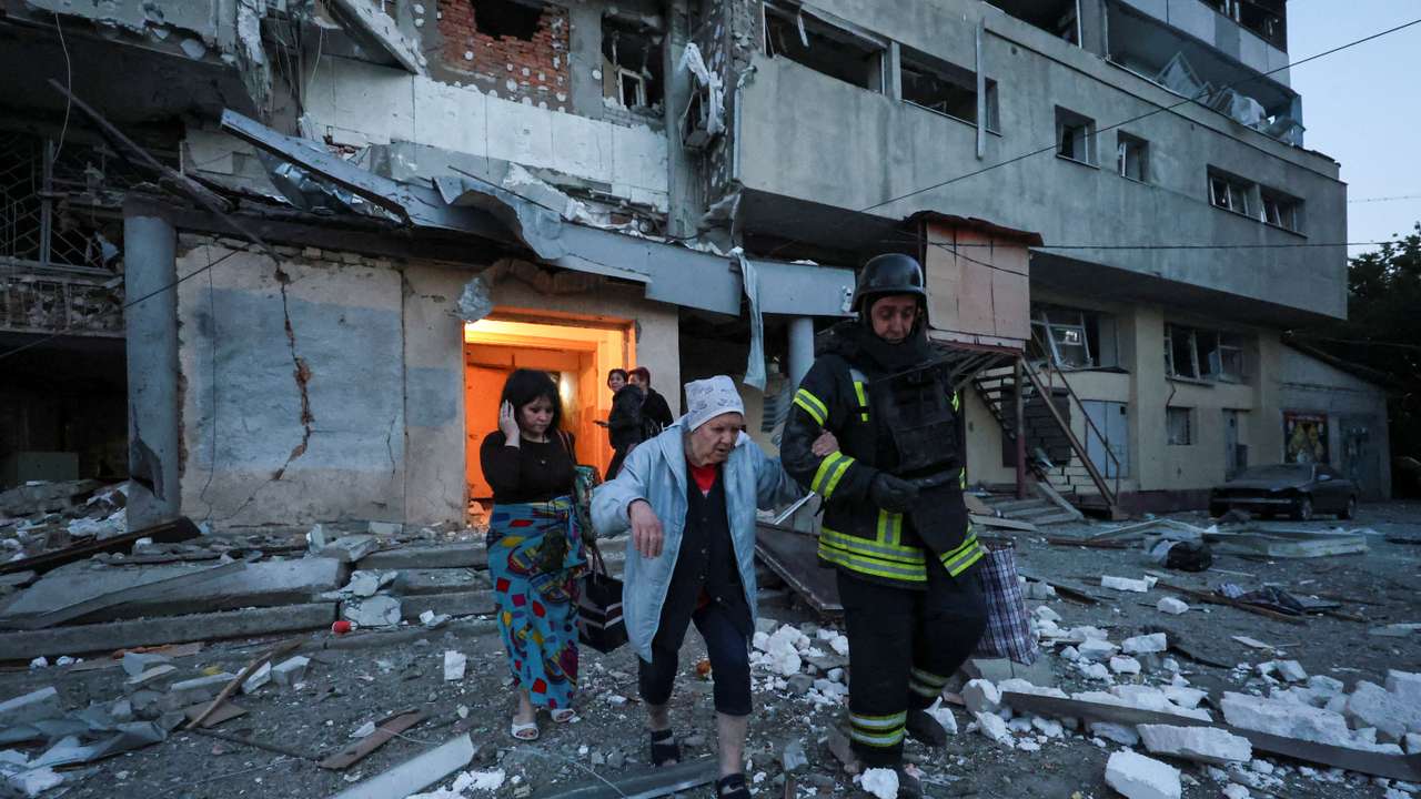 Aftermath of a Russian drone attack in Kharkiv