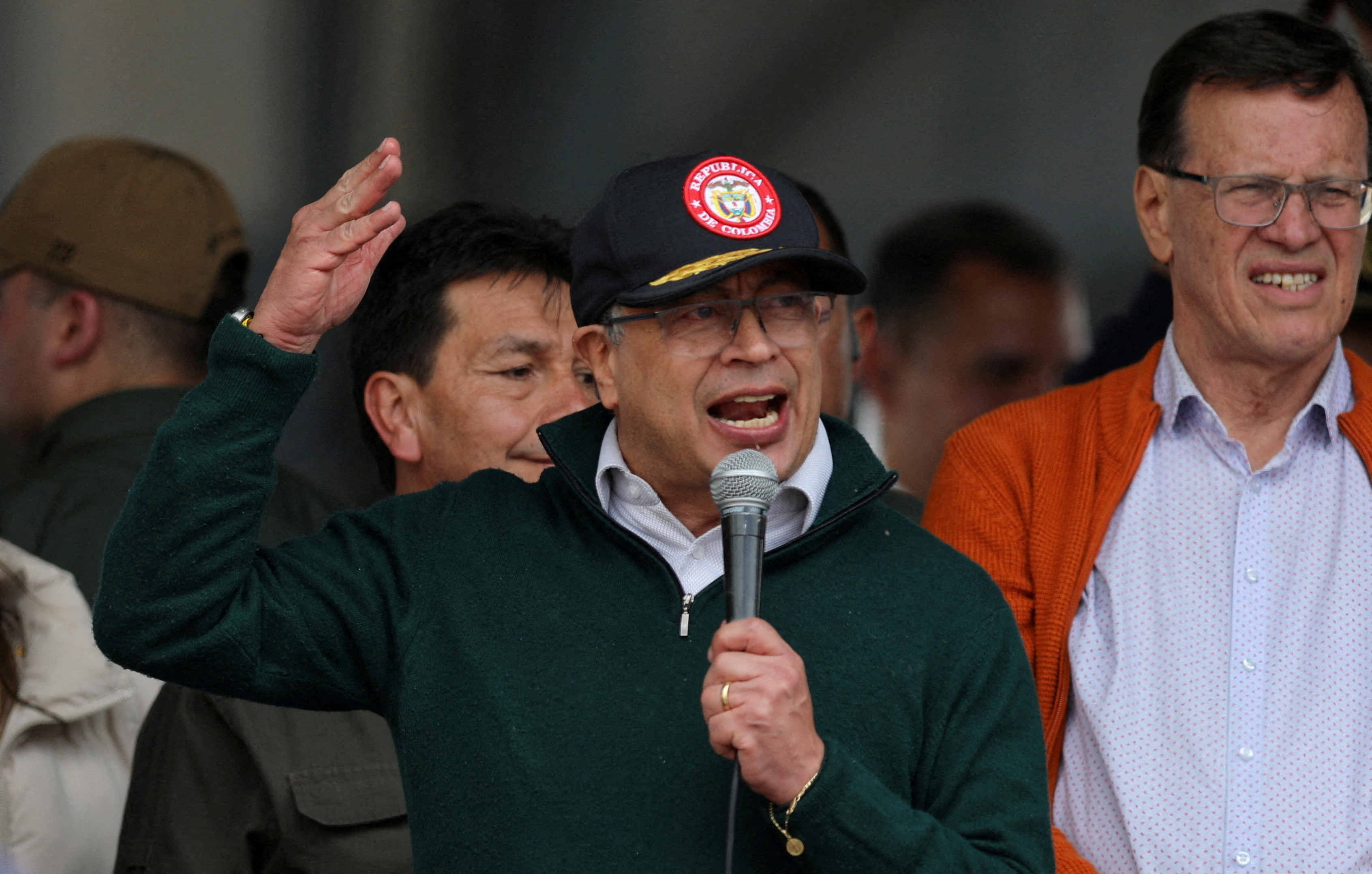 FILE PHOTO: Supporters of Colombia's President Petro march in support of reforms proposed by his government, in Bogota