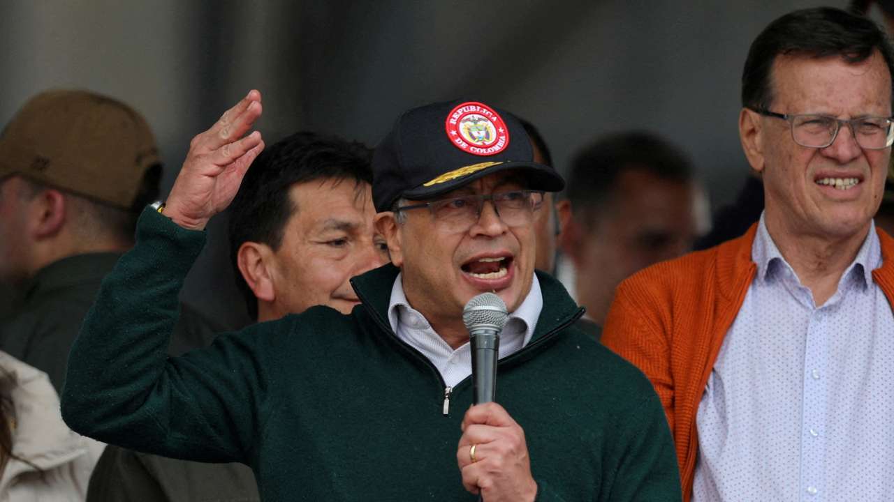 FILE PHOTO: Supporters of Colombia's President Petro march in support of reforms proposed by his government, in Bogota
