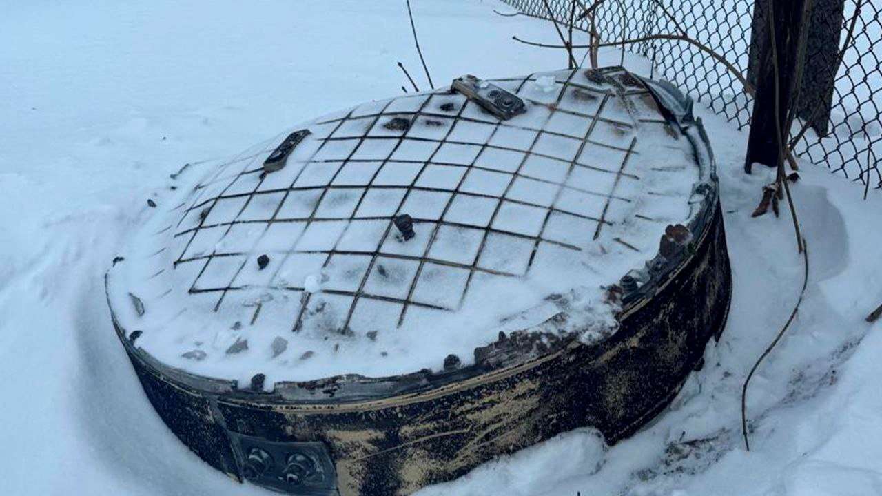 A part of Russian nuclear-capable hypersonic Oreshnik missile system at the site of the Russian missile strike in Lviv region