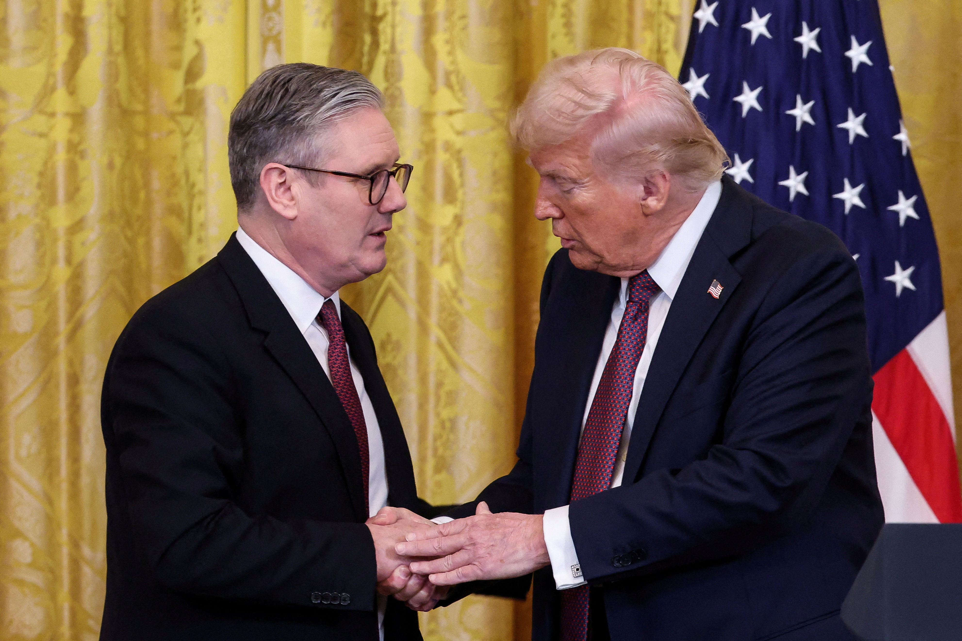 U.S. President Donald Trump meets British Prime Minister Keir Starmer, in Washington, D.C.