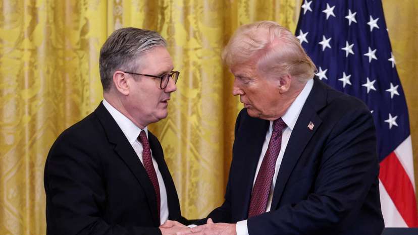 U.S. President Donald Trump meets British Prime Minister Keir Starmer, in Washington, D.C.
