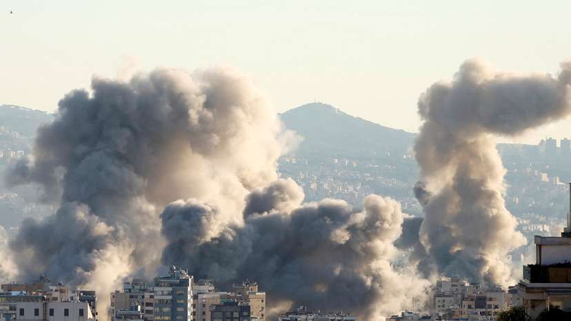 Smoke billows over Beirut's southern suburbs, after an Israeli strike