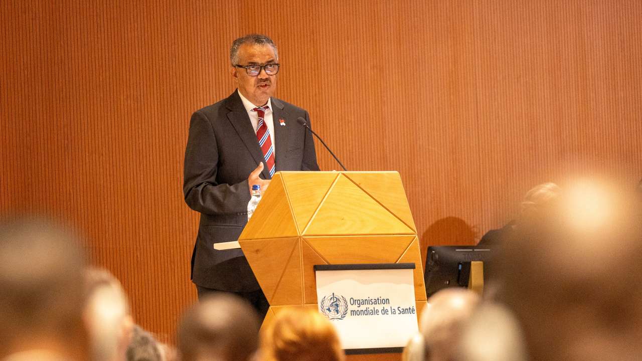 Director-General of WHO Dr. Tedros Adhanom Ghebreyesus attends the World Health Assembly in Geneva