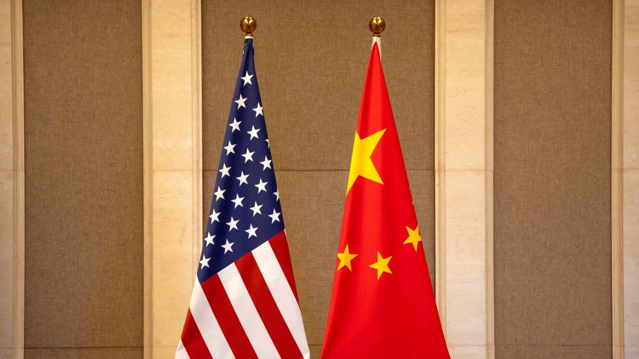 FILE PHOTO: U.S. and Chinese flags