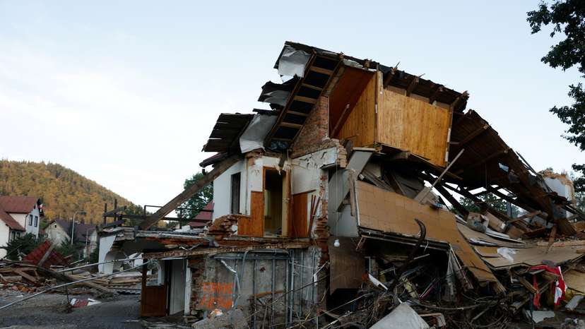 Destroyed Polish town days after intensive flood