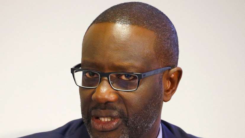FILE PHOTO: CEO Thiam of Swiss bank Credit Suisse addresses the company's annual news conference in Zurich