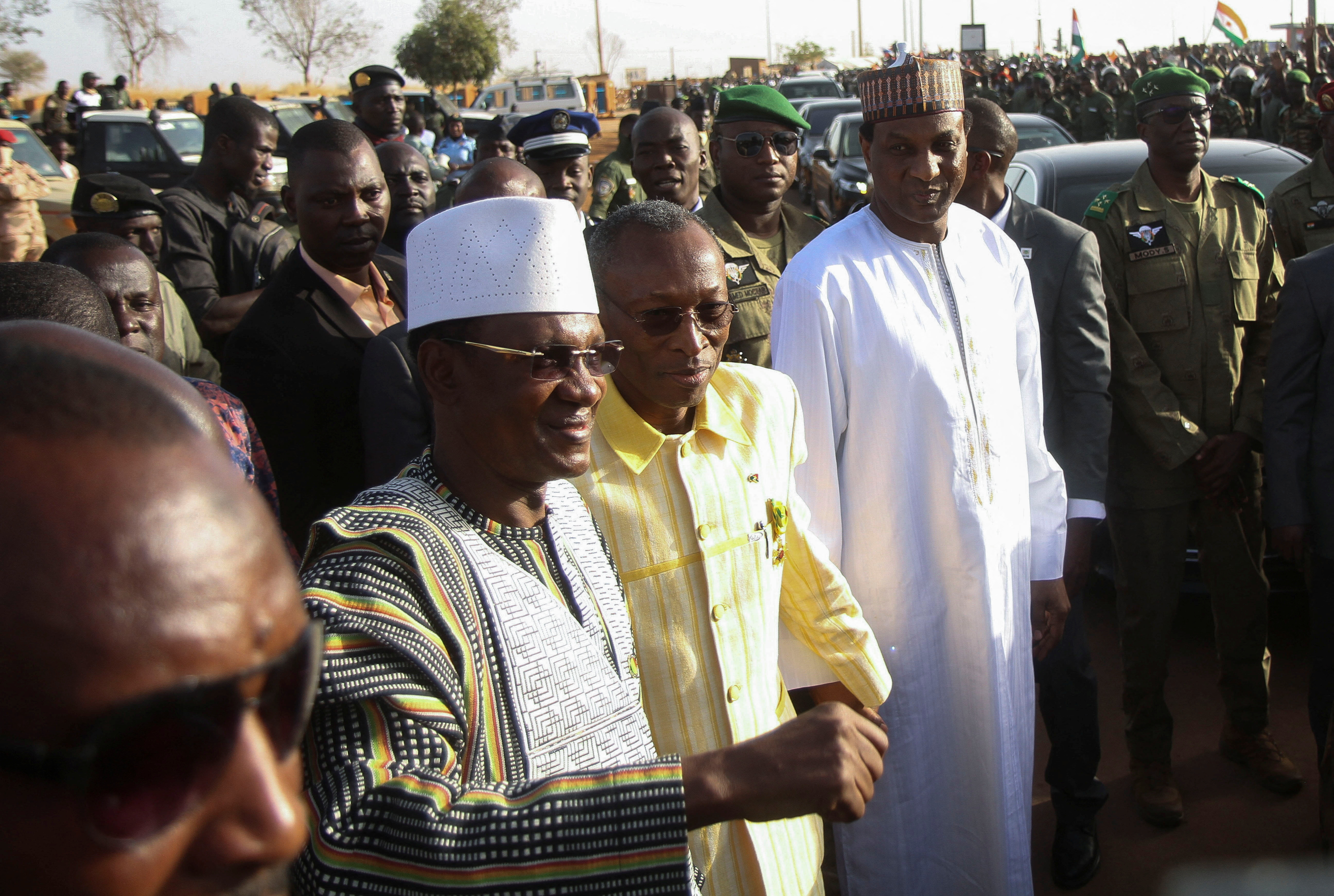 Prime Minister of Niger, Prime Minister of Burkina Faso and Prime Minister of Mali, attend a sit-in in Niamey