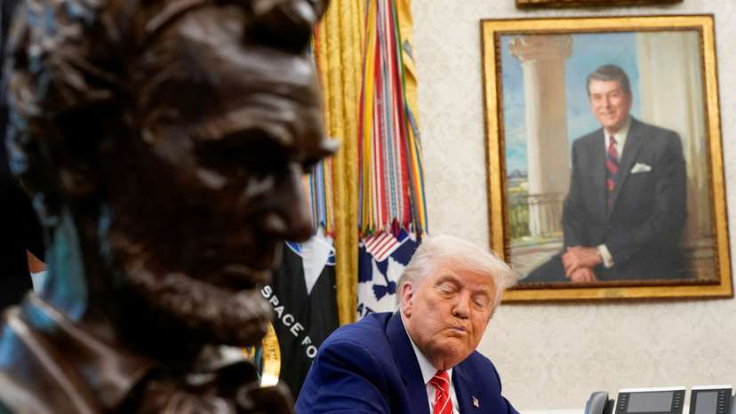 U.S. President Donald Trump and Elon Musk attend a press conference at the White House