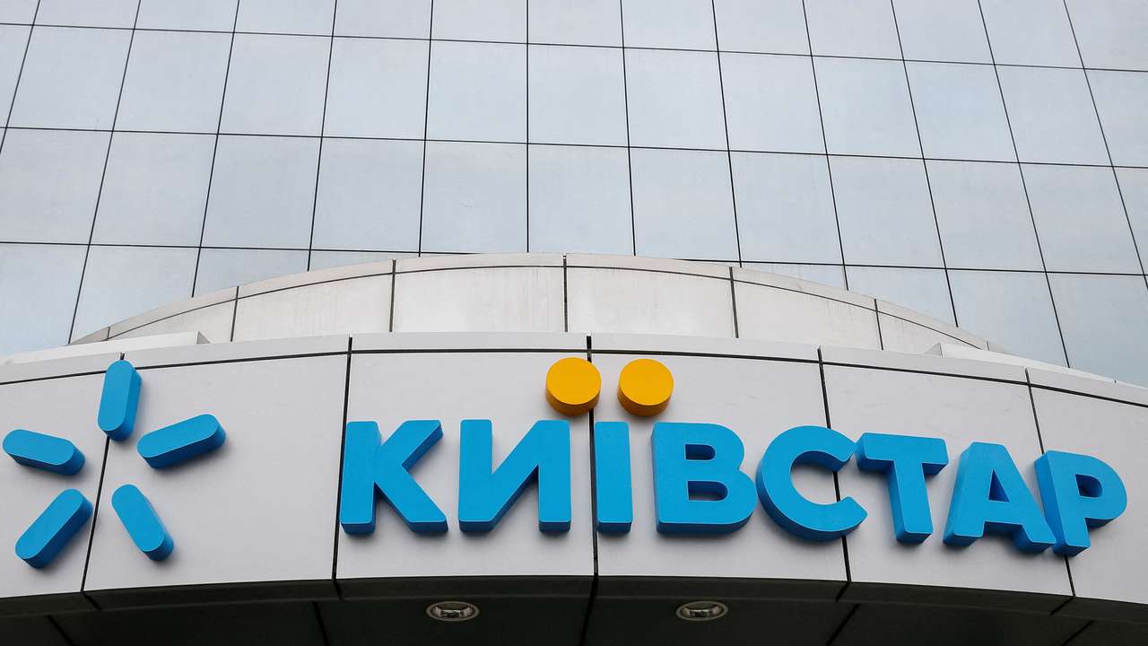 FILE PHOTO: Logo of Ukraine's telecoms company Kyivstar is pictured at company's headquarters in Kiev