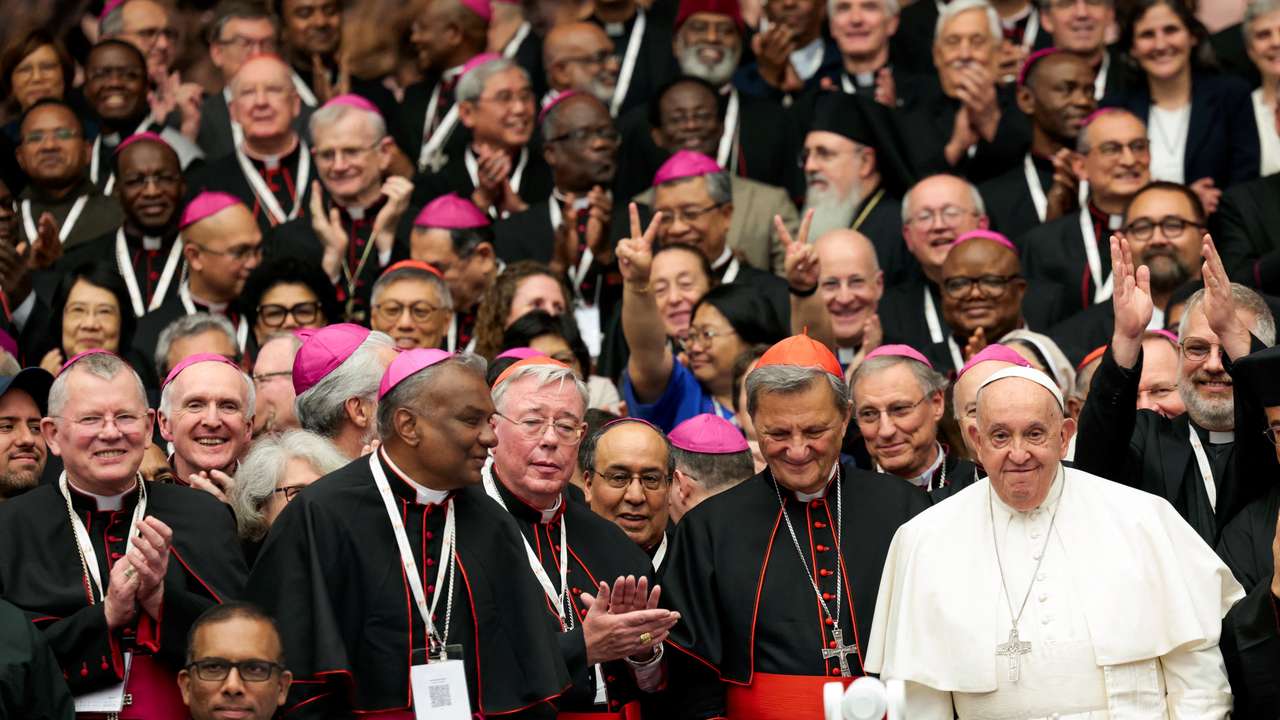 Pope Francis addresses the Synod of Bishops at the Paul VI hall at the Vatican