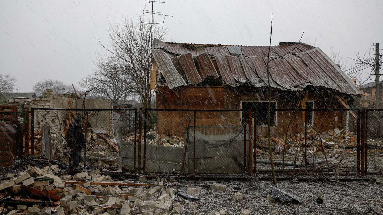 Aftermath of a Russian drone strike in Kyiv