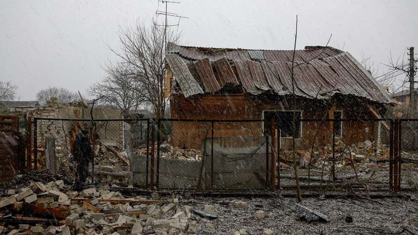 Aftermath of a Russian drone strike in Kyiv