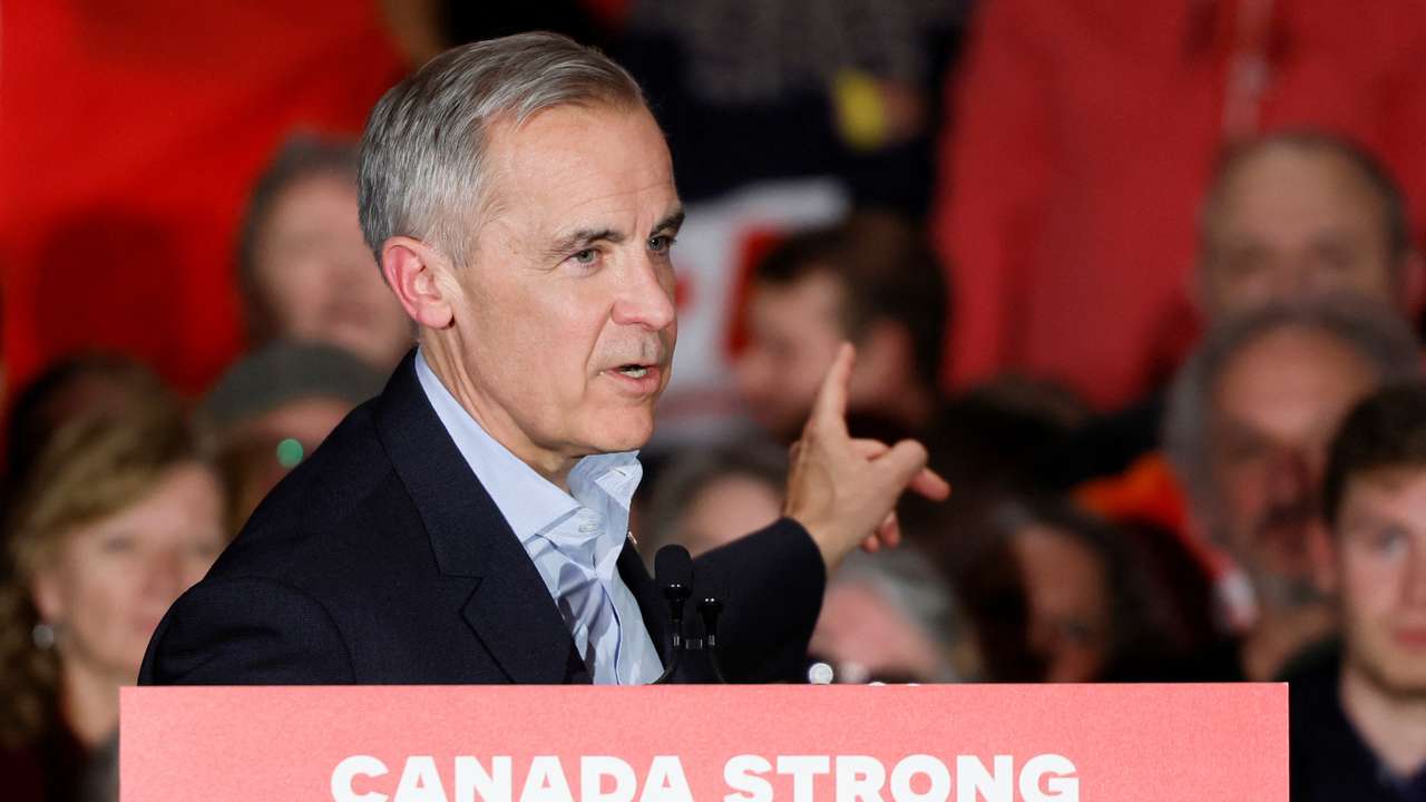 Canada's Prime Minister Mark Carney attends a rally, during his Liberal Party election campaign tour, in Kitchener