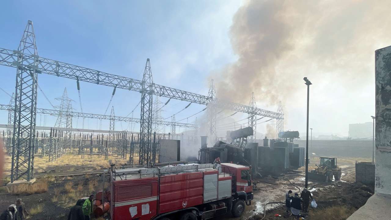 Smoke rises from a power station following Israeli airstrikes in Sanaa