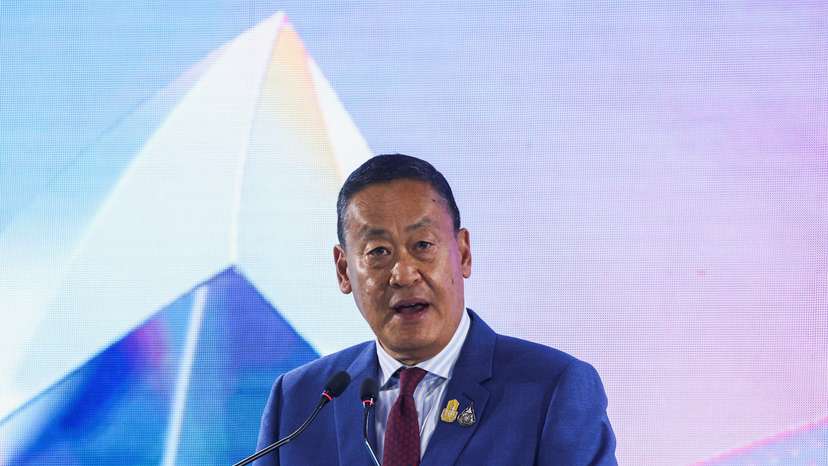 Thailand's Prime Minister Srettha Thavisin speaks during the "Microsoft Build : AI Day" event in Bangkok