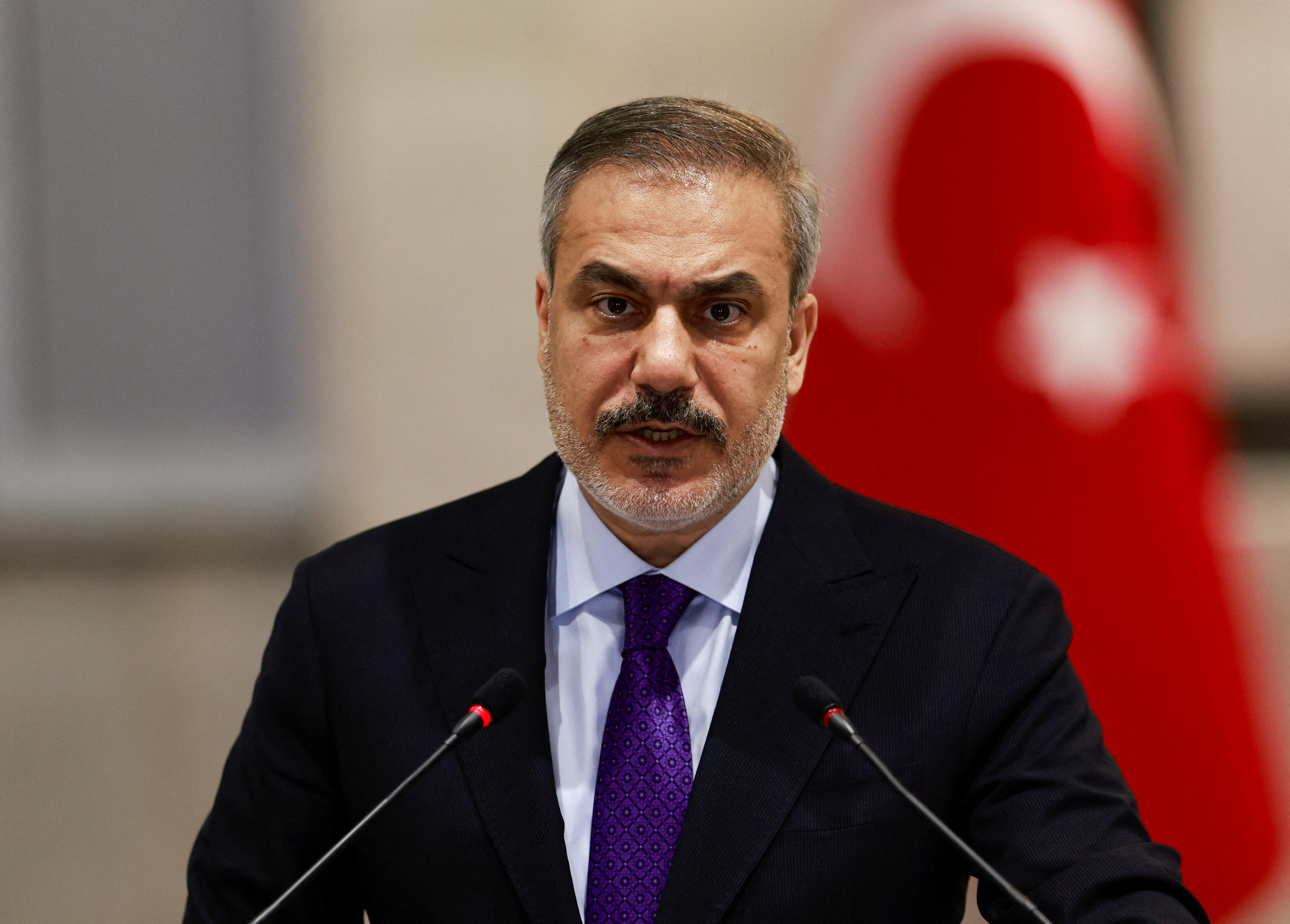 Turkish Foreign Minister Hakan Fidan meets with Iraqi Foreign Minister Fuad Hussein in Baghdad