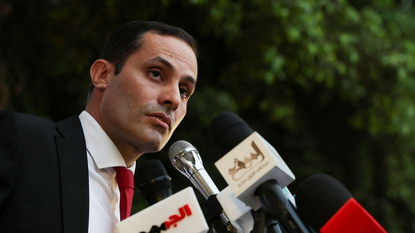 Former member of parliament Ahmed el-Tantawy, who intends to become an opposition presidential candidate, attends a press conference at headquarters of Conservative Party in Cairo