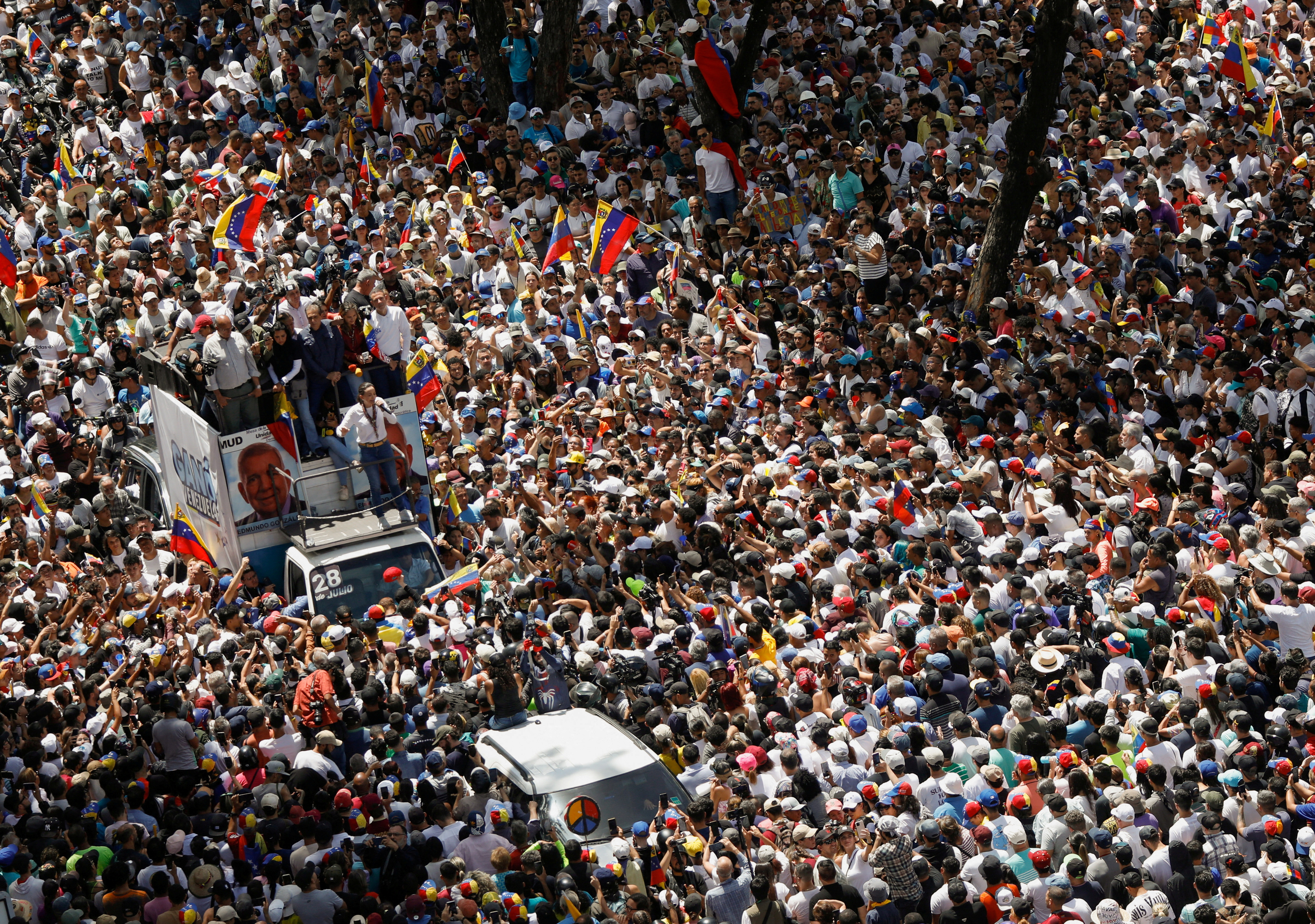 Venezuela's opposition leaders hold a march amid the disputed presidential election, in Caracas