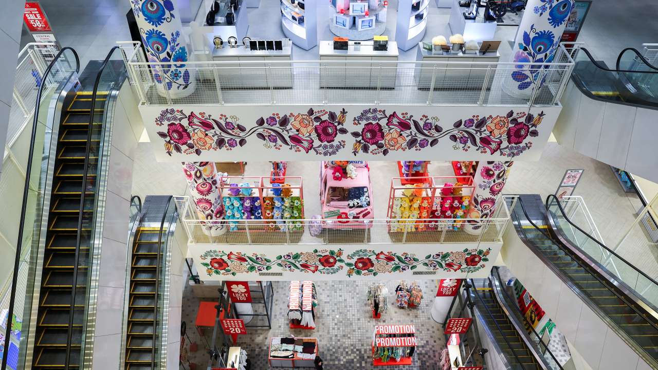 A general view inside a shopping mall in Bangkok