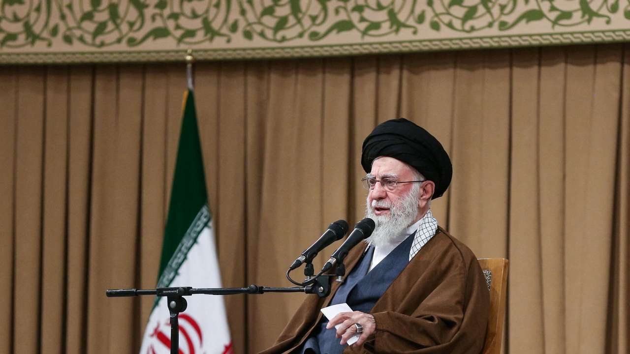 Iran's Supreme Leader Ayatollah Ali Khamenei speaks during a meeting with students in Tehran