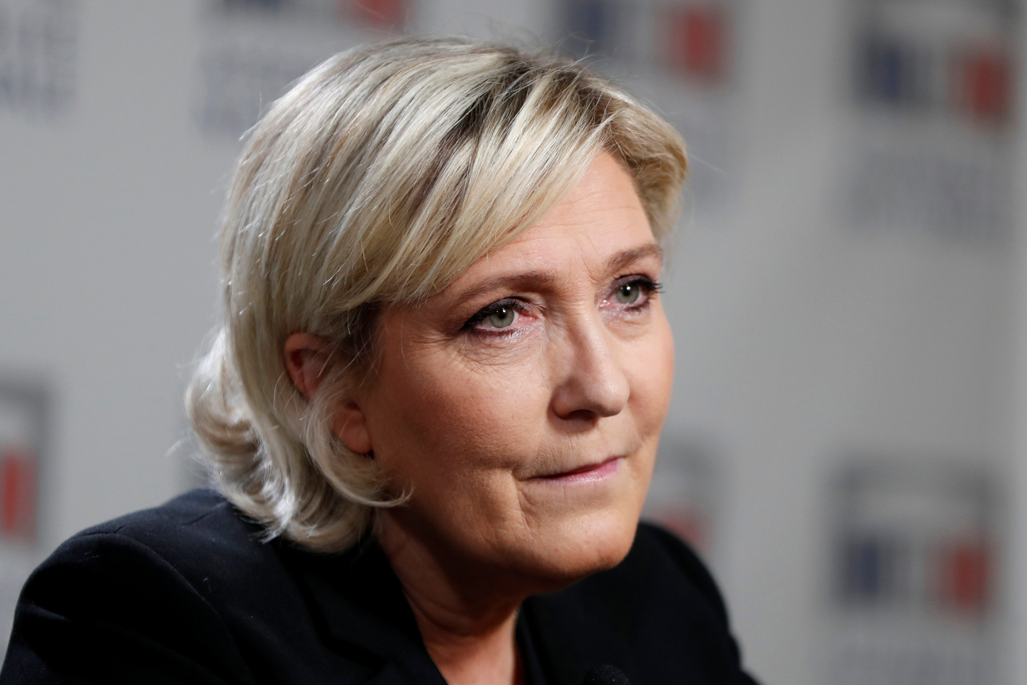 Marine Le Pen, France's far-right National Front (FN) political party leader, attends a news conference at the National Assembly in Paris