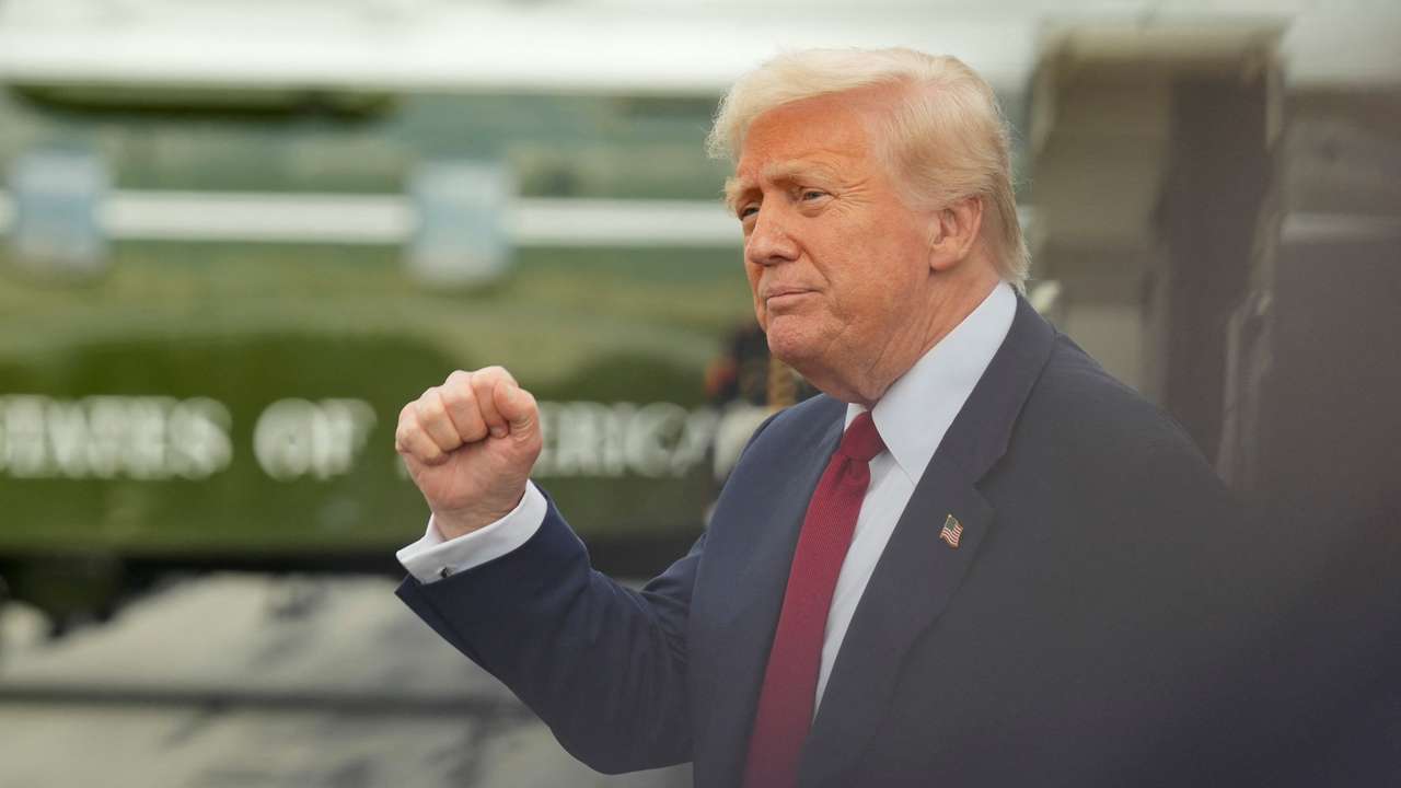 U.S. President Donald Trump arrives at Lehigh Valley International Airport in Allentown