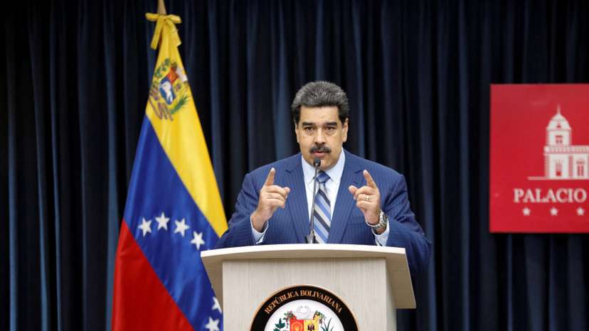 FILE PHOTO: Venezuela's President Nicolas Maduro speaks during a news conference at Miraflores Palace in Caracas