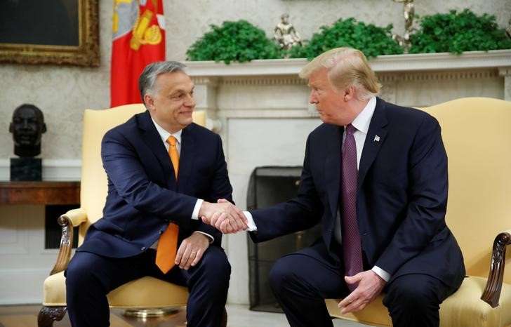 FILE PHOTO: U.S. President Trump meets with Hungary's Prime Minister Orban at the White House in Washington