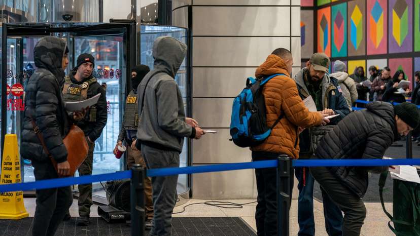 Federal immigration officers at U.S. Immigration Court in New York City